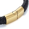 Men's Braided Black PU Leather Cord Bracelets BJEW-K243-67G-3