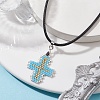 Glass Seed Cross Pendant Necklaces NJEW-MZ00025-02-2