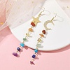 Chakra Theme Natural & Synthetic Mixed Gemstone Chip Beaded Tassel Earrings EJEW-JE05451-2