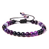 Natural Amethyst Round Bead Adjustable Braided Bracelets UO3136-3-1