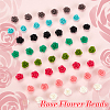64Pcs 8 Colors Synthetic Coral 3D Flower Rose Beads CORA-GA0001-02-4