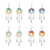 Glass Beaded Ring with Teardrop Dangle Earrings EJEW-JE05263-1