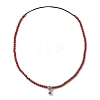 Adjustable Natural Red Jasper Round Bead Necklaces NJEW-JN05016-4