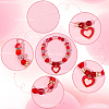 Valentine's Day Theme DIY Polymer Clay Rhinestone Beads Stretch Bracelet Making Kits DIY-SC0028-69-6