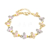 Bees Brass Micro Pave Clear Cubic Zirconia Link Chain Bracelets for Women LS-BJEW-A148-01G-4