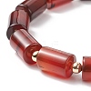 Natural Agate Column Beaded Stretch Bracelet BJEW-JB08658-02-4