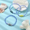 Porcelain Fish & Seed Beaded Stretch Bracelet BJEW-JB09615-2
