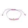 2Pcs Flat Round with Heart Acrylic Braided Bead Bracelets Set with Glass Seed BJEW-JB08034-04-5