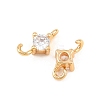 Brass Pave Clear Cubic Zirconia Flat Round Connector Charms KK-H538-21A-G-2