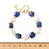 Natural Lapis Lazuli & Keshi Pearl Beaded Bracelets for Women BJEW-JB14007-02-4