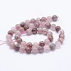 Natural Strawberry Quartz Beads Strands G-J373-16-6mm-6