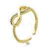 2Pcs 2 Styles Brass Micro Pave Clear Cubic Cuff Zirconia Rings for Women RJEW-S399-04G-6