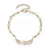 Heart Wings Brass Micro Pave Clear Cubic Zirconia Paperclip Chain Bracelet Sets BJEW-JB10483-3