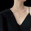 304 Stainless Steel Round Ball Double Layer Y Necklaces for Women FS-WG4AF00-02-2