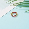 Glass Braided Bead Finger Ring for Women RJEW-JR00467-01-2