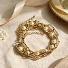 Vintage White Round Imitation Pearl Iron Chain 2-Strand Bracelets for Women HP8707-1