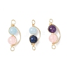 3Pcs 3 Styles Copper Wire Wrapped Natural Rose Quartz & Quartz & Lapis Lazuli & Amethyst Round Beded Links Connector Charms PALLOY-JF04678-1