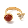 Natural Gemstone Open Cuff Rings for Women RJEW-S415-02G-03-3