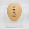 304 Stainless Steel Crystal Rhinestone Dangle Belly Rings WGC038A-02-1