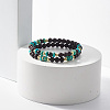 2Pcs 2 Style Natural Ebony Wood & Imperial Jasper Beaded Stretch Bracelets Set BJEW-JB07824-2