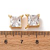 Brass Pave Clear Cubic Zirconia Square Charms KK-K382-49G-3