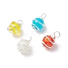 Crackle Glass Beaded Pendants PALLOY-JF01590-1