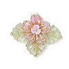 Brass Glass Seed Beaded Flower Pendants PALLOY-MZ01118-03-1