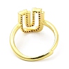 Mixed Color Enamel Initial Letter Adjustable Ring with Clear Cubic Zirconia RJEW-P045-01G-U-3