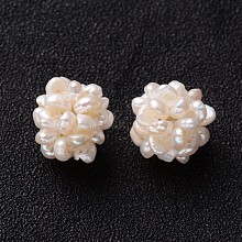 Round Handmad Natural Pearl Woven Beads PEAR-J002-01