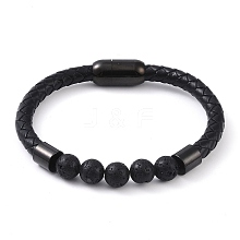 Round Natural Lava Rock Bead Bracelets BJEW-A009-08EB-03