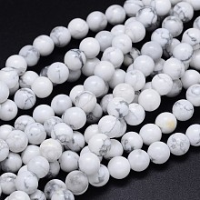 Round Natural Howlite Bead Strands G-F222-14-10mm