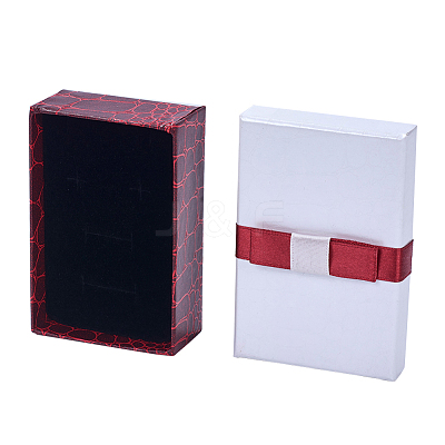 Kraft Cotton Filled Rectangle Cardboard Jewelry Set Boxes with Bowknot CBOX-N006-03-1