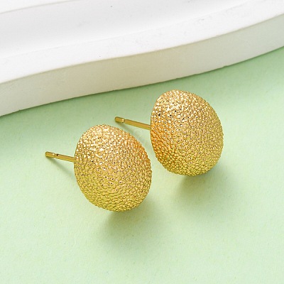Brass Textured Stud Earrings EJEW-A143-02E-G-1