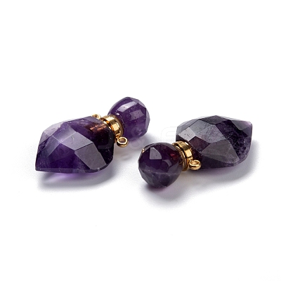 Natural Amethyst Perfume Bottle Pendants G-D058-11G-07-1