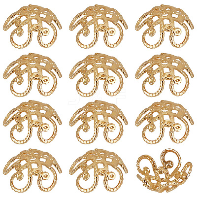 100Pcs Flower Brass Fancy Bead Caps KK-BBC0018-06-1