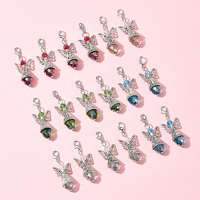 20Pcs 5 Colors Angel Glass Acrylic Pendants HJEW-FS00016-1
