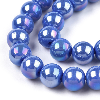 Electroplate Opaque Glass Beads Strands GLAA-T032-P10mm-AB11-1