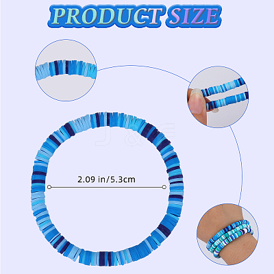Handmade Polymer Clay Heishi Surfer Stretch Bracelets Set BJEW-SW00099-03-1
