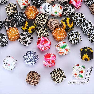 Colorful Pattern Printed Silicone Focal Beads LS-SI-JX0022A-05-1
