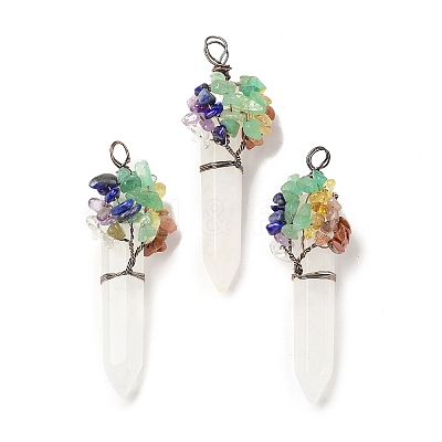 7 Chakra Pointed Natural Quartz Crystal Big Pendants G-C012-01R-11-1