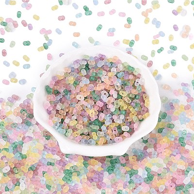 FGB Frosted Transparent Glass Seed Beads SEED-N013-06A-1