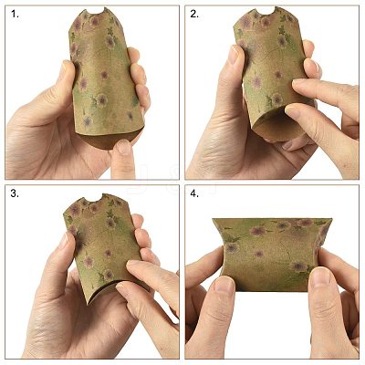 30Pcs 2 Styles Flower Printed Paper Pillow Gift Boxes CON-FS0001-21B-1