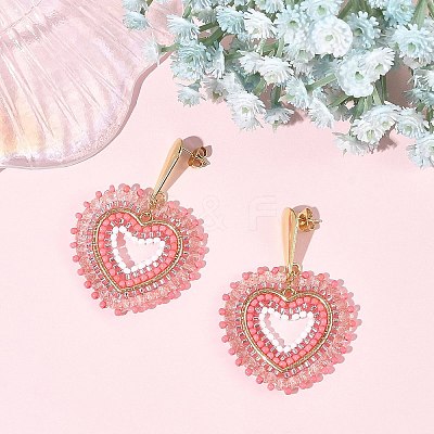 Glass Seed Bead Dangle Earrings EJEW-MZ00768-03-1