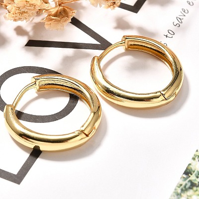 Rack Plating Ring Brass Hoop Earrings for Women EJEW-C125-14G-1