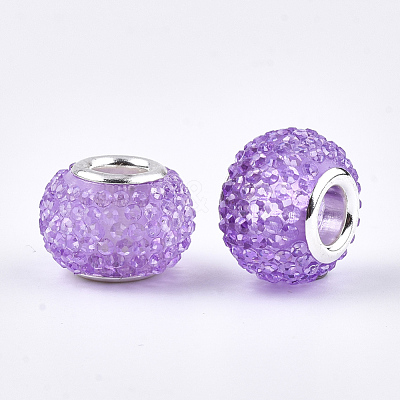 Resin Rhinestone European Beads RPDL-T002-03H-1