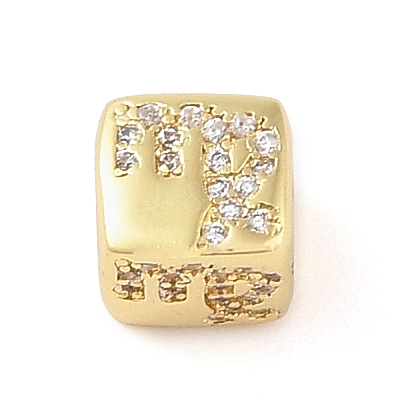 Brass Micro Pave Clear Cubic Zirconia European Beads KK-K368-01G-06-1
