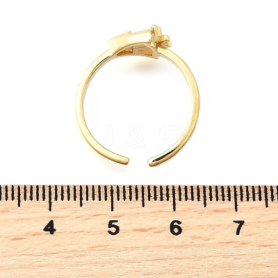 Ocean Theme Brass Micro Pave Cubic Zirconia Cuff Rings for Women RJEW-F184-17D-G-1