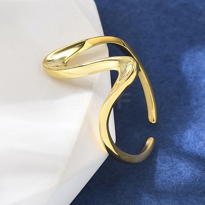 925 Sterling Silver Wave Cuff Rings RJEW-D300-02G-1