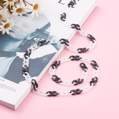 Handmade Acrylic Curb Chains AJEW-JB00943-1
