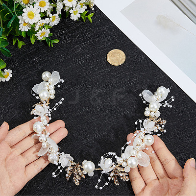 Alloy & Rhinestone & Resin Floral Hair Bands Embellishments for Women OHAR-WH20009-02B-1
